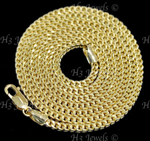 14K Solid Yellow Gold Hollow Franco Chain Necklace #5421-5423