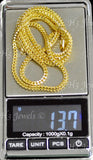 14K Solid Yellow Gold Hollow Franco Chain Necklace #5421-5423