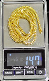 14K Solid Yellow Gold Hollow Franco Chain Necklace #5421-5423