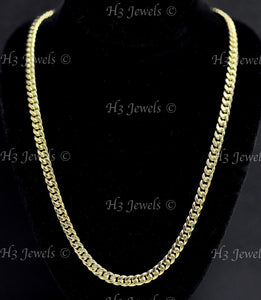 14K Solid Yellow Gold Hollow Curb Link Chain Necklace #5431,5432