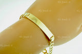 14K Solid Yellow Gold Men's ID Curb Link Bracelet #5447