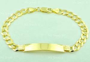 14K Solid Yellow Gold Men's ID Curb Link Bracelet #5447