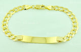 14K Solid Yellow Gold Men's ID Curb Link Bracelet #5447