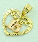 14K Solid 2-Tone Yellow & Rose Gold Sweet 15 Heart Pendant #5457