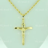 14K Solid Yellow Gold Jesus Christ INRI Cross Pendant #5465