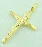 14K Solid Yellow Gold Jesus Christ INRI Cross Pendant #5465