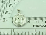 14K Solid White Gold Round Virgin Mary Lady Guadalupe Charm Pendant #5474