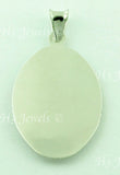 14K Solid White Gold Oval Virgin Mary Lady Guadalupe Pendant #5483