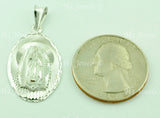 14K Solid White Gold Oval Virgin Mary Lady Guadalupe Pendant #5483