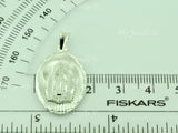 14K Solid White Gold Oval Virgin Mary Lady Guadalupe Pendant #5483