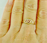 14K Solid Tri-Gold Sweet 15 Heart Ring #5490