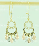 14K Solid Tri Gold Diamond Cut Chandelier Dangling Earrings #5508