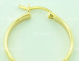 14K Solid Yellow Gold Diamond Cut Hoop Earrings 7/8 inch #5517