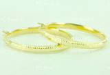 14K Solid Yellow Gold Diamond Cut Hoop Earrings 1-1/8 inch #5526