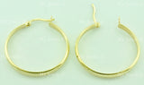 14K Solid Yellow Gold Diamond Cut Hoop Earrings 1-1/8 inch #5526