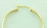 14K Solid Yellow Gold Diamond Cut Hoop Earrings 1-1/8 inch #5526