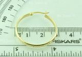 14K Solid Yellow Gold Diamond Cut Hoop Earrings 1-1/8 inch #5526