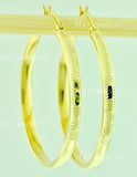 14K Solid Yellow Gold Diamond Cut Hoop Earrings 1-1/4 inch #5535