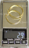 14K Solid Yellow Gold Diamond Cut Hoop Earrings 1-1/4 inch #5535