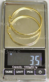 14K Solid Yellow Gold Diamond Cut Hoop Earrings 1-5/8 inch #5544