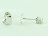 14K Solid White Gold Kids CZ Heart Stud Earrings #5551