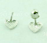 14K Solid White Gold Kids CZ Heart Stud Earrings #5551