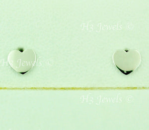 14K Solid White Gold Kids Heart Stud Earrings #5558