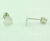 14K Solid White Gold Kids Heart Stud Earrings #5558