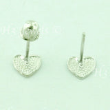 14K Solid White Gold Kids Heart Stud Earrings #5558