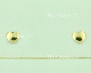 14K Solid Yellow Gold Kids Heart Stud Earrings #5565