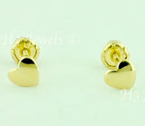 14K Solid Yellow Gold Kids Heart Stud Earrings #5565