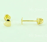 14K Solid Yellow Gold Kids Heart Stud Earrings #5565