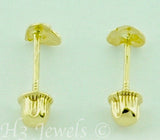 14K Solid Yellow Gold Kids Heart Stud Earrings #5565