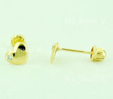 14K Solid Yellow Gold Kids CZ Heart Stud Earrings #5572