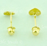 14K Solid Yellow Gold Kids CZ Heart Stud Earrings #5572