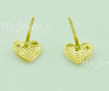 14K Solid Yellow Gold Kids CZ Heart Stud Earrings #5572