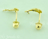 14K Solid Yellow Gold Kids Dolphin Stud Earrings #5579