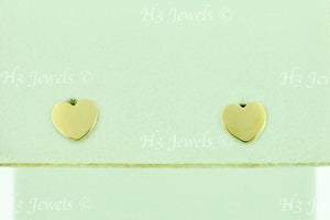 14K Solid Yellow Gold Kids Heart Stud Earrings #5586