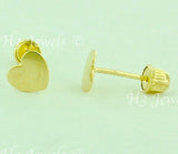 14K Solid Yellow Gold Kids Heart Stud Earrings #5586