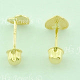 14K Solid Yellow Gold Kids Heart Stud Earrings #5586