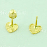 14K Solid Yellow Gold Kids Heart Stud Earrings #5586