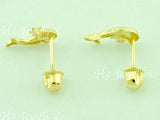 14 Solid Yellow Gold Kids CZ Dolphin Stud Earrings #5593