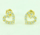 14K Solid Yellow Gold Kids CZ Heart Stud Earrings #5607