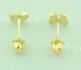 14K Solid Yellow Gold Kids CZ Bow Stud Earrings #5614