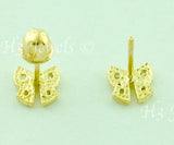 14K Solid Yellow Gold Kids CZ Bow Stud Earrings #5614