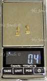 14K Solid Yellow Gold Kids CZ Bow Stud Earrings #5614