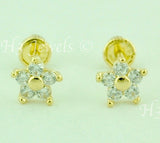 14k Solid Yellow Gold Kids CZ Star Stud Earrings #5621