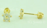 14k Solid Yellow Gold Kids CZ Star Stud Earrings #5621