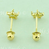 14k Solid Yellow Gold Kids CZ Star Stud Earrings #5621