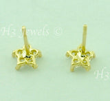 14k Solid Yellow Gold Kids CZ Star Stud Earrings #5621